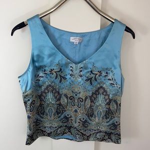 Tahari Petite Bohemian Paisley 100% Silk Career Tank Top